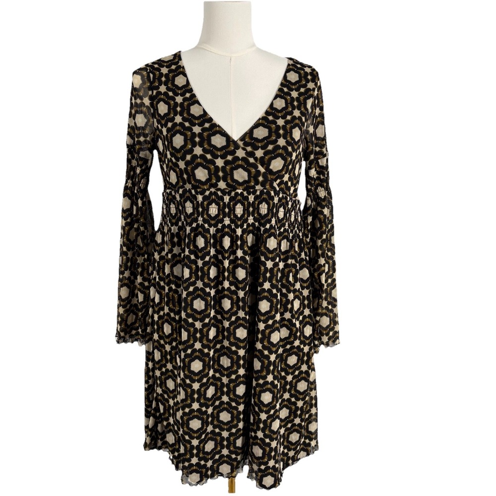 BCBG Max Azria Womens Mesh Babydoll Mini Dress Small‎ Dark Floral Whimsigoth